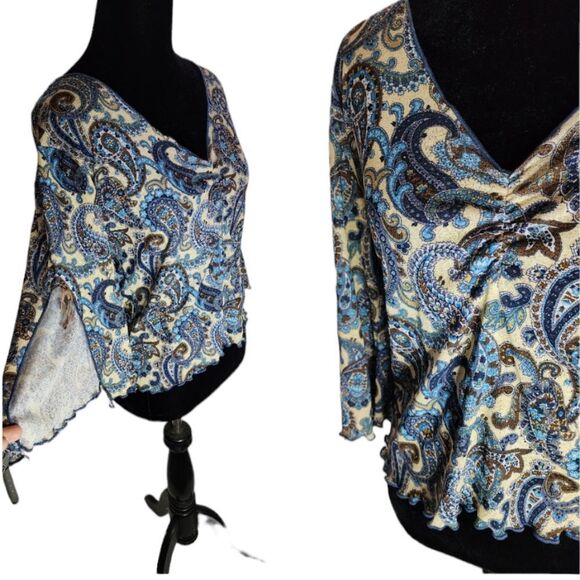 vintage y2k boho bellsleeved flare top - Picture 3 of 5